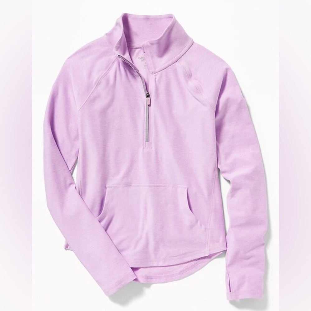 Old Navy Girls Go-Dry ¼-Zip Purple Activewear Pullover, Youth XL (14)